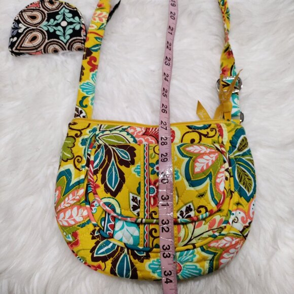 Vera Bradley Yellow Multicolor Floral Hipster Crossbody Bag And Coin Purse Set - Picture 8 of 11